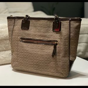 Coach Poppy Signature C Oxford Tote Khaki/Brown